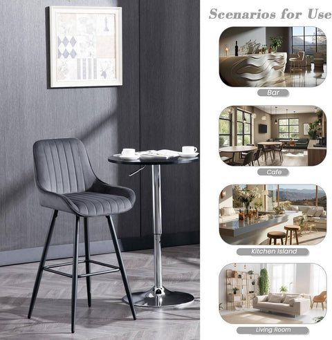 Rootz 2 Pack Bar Stool - Counter Stool - Padded Chair - Ergonomic - Velvet Seat - 48.5cm x 106cm x 46cm