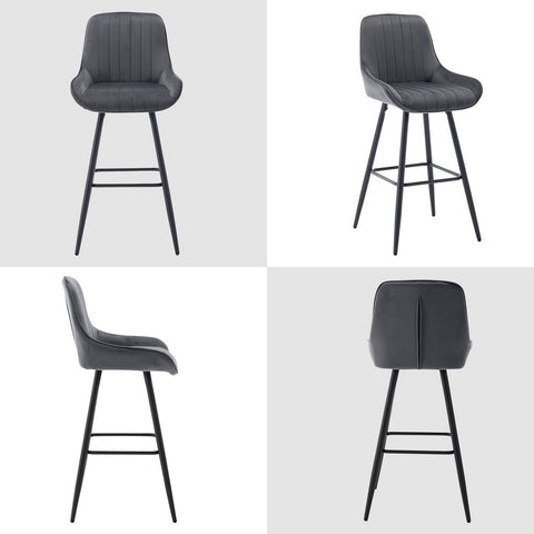 Rootz Bar Stool Set - Counter Stools - Padded Backrest - Modern Lines - Rust-Resistant Metal Legs - 48.5cm x 106cm x 46cm