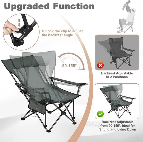 Rootz Ultimate Outdoor Folding Chair - Adjustable Recliner - Portable Seat - Durable, Comfortable, Convenient - 600D Oxford Fabric - 84cm x 89cm x 65cm (Sitting), 84cm x 71cm x 101cm (Lying Down)