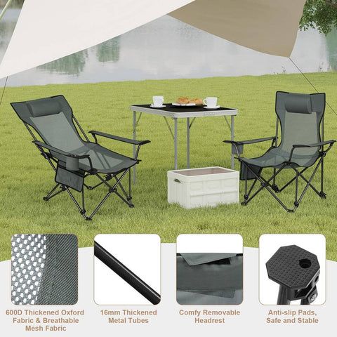 Rootz Ultralight Folding Camping Chair - Portable Recliner - Outdoor Seat - Adjustable Backrest, Compact Design, Durable Material - 84cm x 89cm x 65cm (Sitting), 84cm x 71cm x 101cm (Lying)
