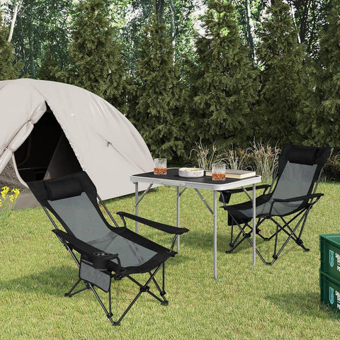 Rootz Ultimate Outdoor Folding Camping Chair - Adjustable Recliner - Portable Seat - Durable, Compact, Versatile - 600D Oxford Fabric - 84cm x 89cm x 65cm (Sitting), 84cm x 71cm x 101cm (Lying Down)
