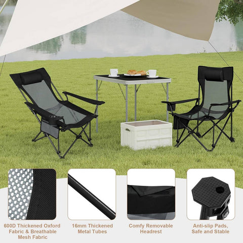 Rootz Ultimate Outdoor Folding Camping Chair - Adjustable Recliner - Portable Seat - Durable, Compact, Versatile - 600D Oxford Fabric - 84cm x 89cm x 65cm (Sitting), 84cm x 71cm x 101cm (Lying Down)