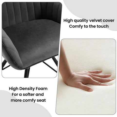 Rootz Rotating Dining Chairs Set of 2 - Velvet Armchairs - Swivel Chairs - 360 Degree Rotation, Comfortable & Sturdy - 58cm x 83.5cm x 53.5cm