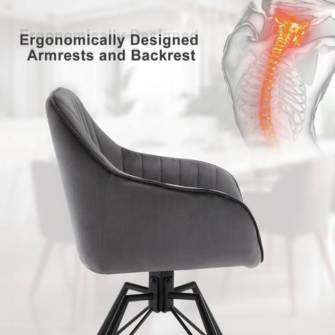 Rootz Rotating Dining Chairs Set of 2 - Velvet Armchairs - Swivel Chairs - 360 Degree Rotation, Comfortable & Sturdy - 58cm x 83.5cm x 53.5cm