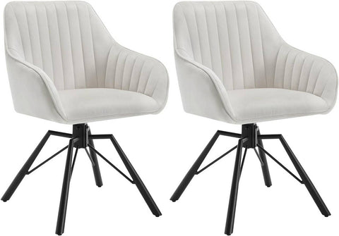 Rootz Velvet Swivel Dining Chair Set of 2 - Rotatable Chairs - Comfortable Seating - Plush Upholstery - 360-Degree Rotation - Sturdy Metal Base - 58cm x 83.5cm x 53.5cm