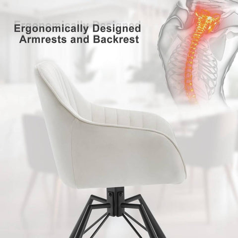Rootz Velvet Swivel Dining Chair Set of 2 - Rotatable Chairs - Comfortable Seating - Plush Upholstery - 360-Degree Rotation - Sturdy Metal Base - 58cm x 83.5cm x 53.5cm
