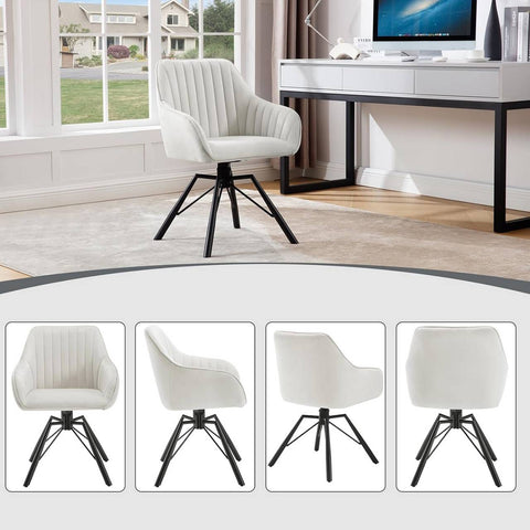 Rootz Velvet Swivel Dining Chair Set of 2 - Rotatable Chairs - Comfortable Seating - Plush Upholstery - 360-Degree Rotation - Sturdy Metal Base - 58cm x 83.5cm x 53.5cm