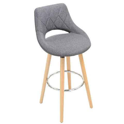 Rootz Scandinavian Bar Stool - Wooden Stool - Linen Seat - Ergonomic Design - 91cm x 43cm x 43cm