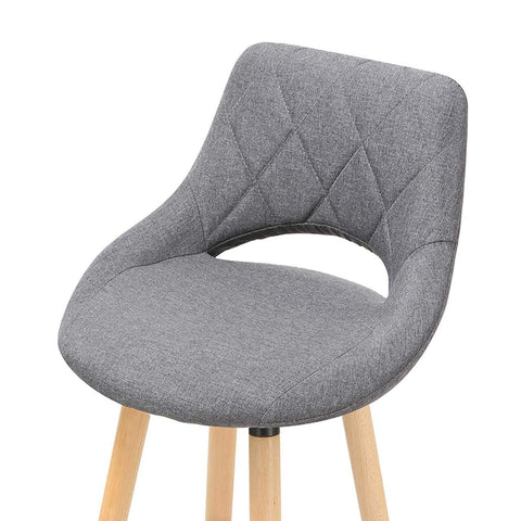 Rootz Scandinavian Bar Stool - Wooden Stool - Linen Seat - Ergonomic Design - 91cm x 43cm x 43cm