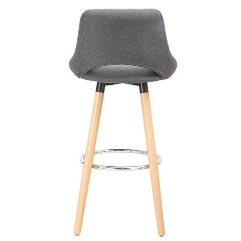 Rootz Scandinavian Bar Stool - Wooden Stool - Linen Seat - Ergonomic Design - 91cm x 43cm x 43cm