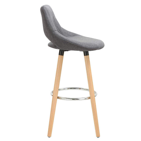 Rootz Scandinavian Bar Stool - Wooden Stool - Linen Seat - Ergonomic Design - 91cm x 43cm x 43cm