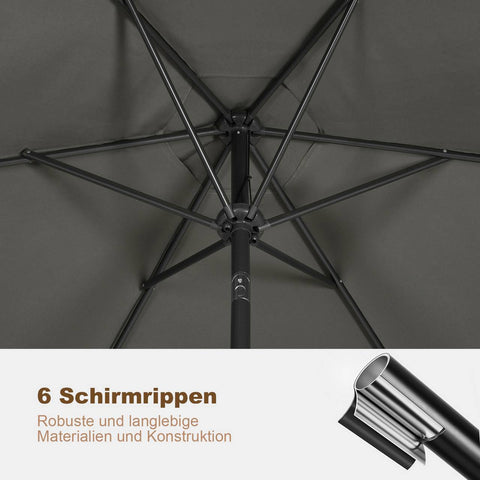 Rootz Premium Outdoor Parasol - Garden Umbrella - Sunshade - UV Protection - Adjustable - Portable - Ø 270 x 236 cm