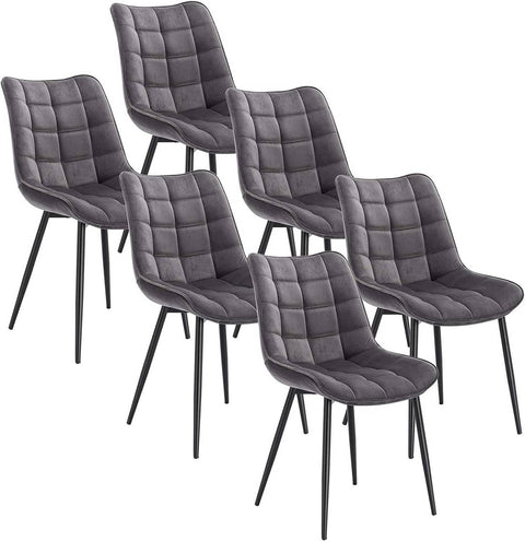 Rootz Set van 6 Eetkamerstoelen - Fluwelen stoelen - Comfortabele zitplaatsen - Ergonomisch ontwerp - Duurzame constructie - 46 cm x 40,5 cm x 85,5 cm