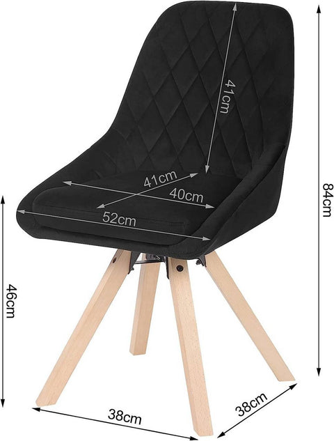 Rootz Set of 2 Dining Chairs - Swivel Chairs - Velvet Seating - Ergonomic Design - Durable - 360° Swivel Functionality - 84cm x 40cm x 41cm