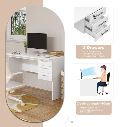 Rootz Office Desk - Workstation - Computer Table - Ample Storage - Durable Construction - Water-Resistant - 120cm x 75cm x 59cm