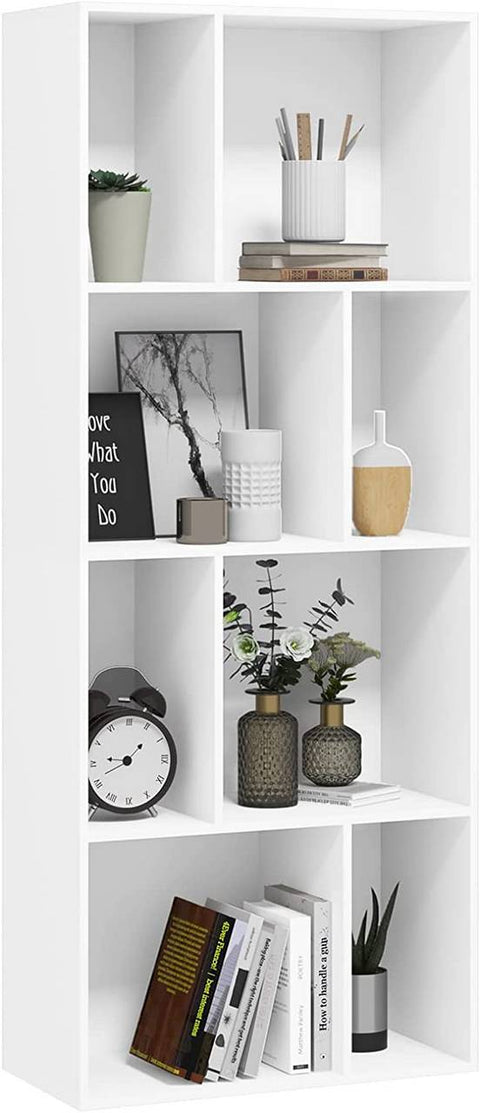 Rootz Modern White Bookcase - Storage Shelf - Display Unit - Stylish & Durable - Space-Saving - 60cm x 143.5cm x 29cm