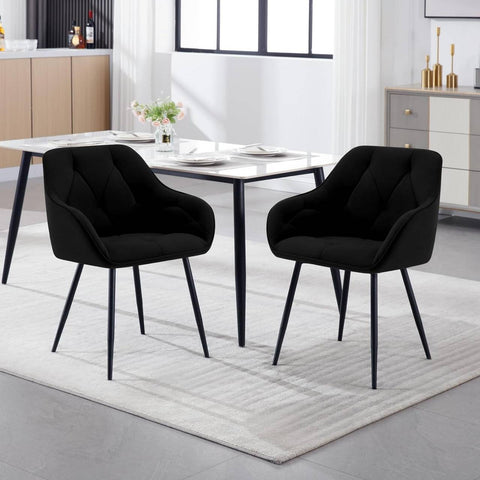Rootz Velvet Dining Chair - Elegant Chair - Comfortable Seating - Luxurious Velvet, Sturdy Metal Frame, Ergonomic Design - 56cm x 83.5cm x 53cm