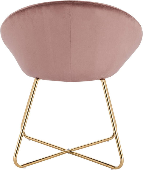 Rootz Set of 6 Dining Chairs - Velvet Upholstered Seats - Pink Metal Frame - Exceptional Comfort, Durable & Stable, Easy Assembly - 76cm x 36cm x 40cm