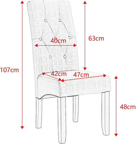 Rootz Upholstered Dining Chair - Elegant Chair - Stylish Seating - Durable Solid Wood - Supreme Comfort - Versatile Design - 47cm x 42cm x 107cm