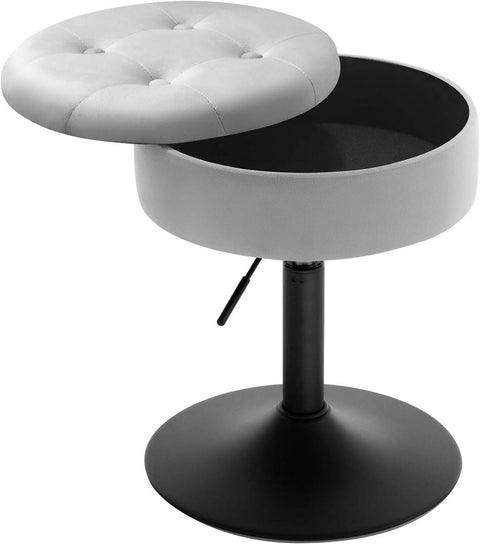 Rootz Adjustable Velvet Bar Stool - Counter Stool - Kitchen Stool - Durable, Multifunctional, Storage Space - 39.5cm Seat Diameter, Height 49.5-65cm