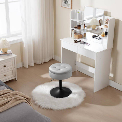 Rootz Adjustable Velvet Bar Stool - Counter Chair - Swivel Seat - Durable, Multifunctional, Storage - 39.5cm x 49.5-65cm