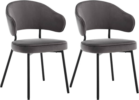 Rootz Dining Chair - Kitchen Chair - Velvet Seat - Metal Frame - 54cm x 83.5cm 52cm - Ergonomic Backrest - Stylish Armrests - 120kg Capacity