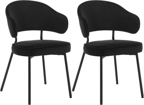 Rootz Dining Chair - Velvet Seat - Modern Kitchen Chair - High-Density Foam - Ergonomic Backrest - Stable Metal Legs - 54cm x 83.5cm x 52cm