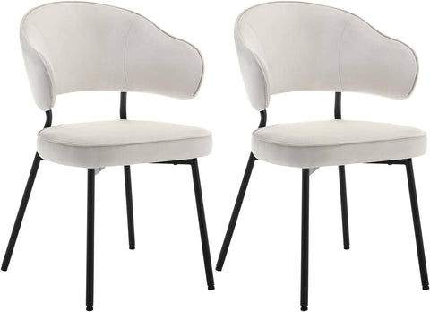 Rootz Dining Chair Set - Velvet Chair - Comfortable Seat - Ergonomic - 54cm x 83.5cm x 52cm - Modern Style - Sturdy Metal Legs