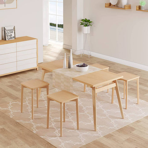 Rootz Wooden Dining Stool Set - Beech Wood Chair - Stackable Stool - Moisture-Resistant - 31cm x 44.5cm x 31cm
