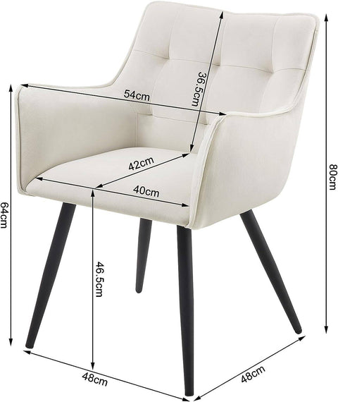 Rootz Velvet Dining Chair - Elegant Chair - Comfortable Seating - High-Density Foam - Ergonomic Design - Stable Metal Frame - 57cm x 80cm x 57cm