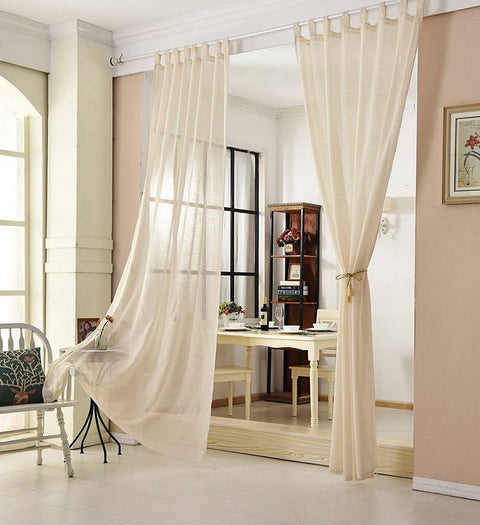 Rootz 2 Set Linen Optics Curtains - Transparent Drapes - Window Treatments - Durable & Breathable - Brown 140x225cm