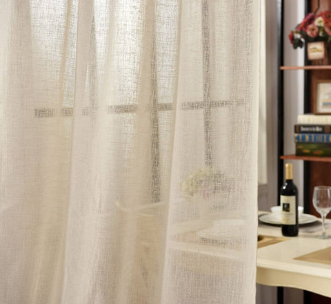 Rootz 2 Set Linen Optics Curtains - Transparent Drapes - Window Treatments - Durable & Breathable - Brown 140x225cm