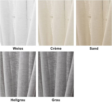Rootz 2 Set Leaf Scarf Curtains - Sheer Linen Optics - White Drape Panels - Durable & Stylish - 140cm x 175cm