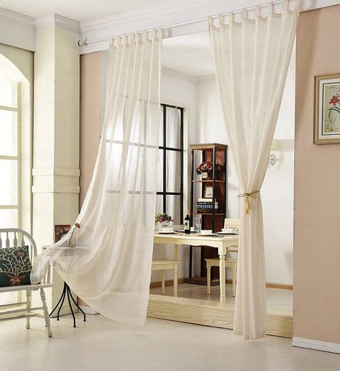 Rootz 2 Set Sand Curtain - Window Drapes - Linen Look - Provides Privacy - 140x175cm