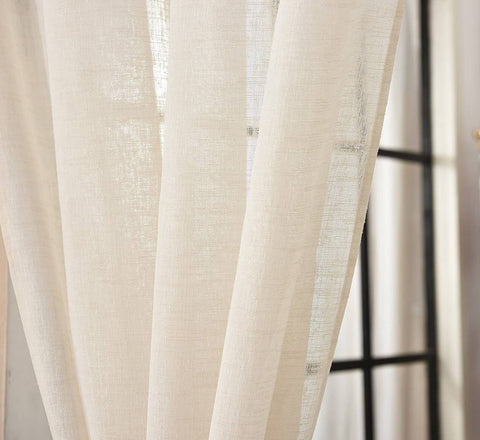 Rootz 2 Set Sand Curtain - Window Drapes - Linen Look - Provides Privacy - 140x175cm