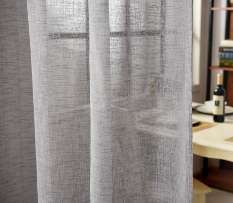 Rootz 2 Piece Curtain Set - Window Drapes - Linen Look - Durable & Translucent - Grey - 140cm x 245cm