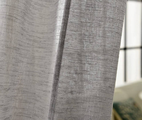 Rootz 2 Set Curtain Loop Scarf - Sheer Linen Look - Transparent Window Drapes - Durable & Breathable - 140cm x 225cm - Dark Gray
