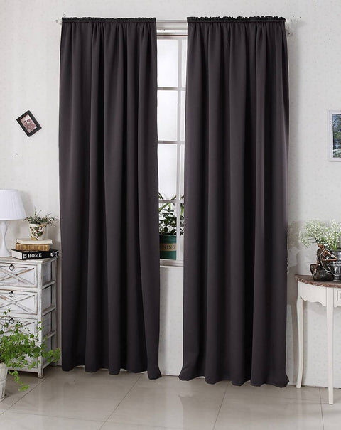 Rootz 2 Set Curtains - Opaque Drapes - Thermal Blackout - Energy-Saving, Noise-Reduction - 135x245 cm Grey