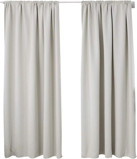 Rootz 2 Set Grey Darkening Curtains - Light-Blocking Drapes - Energy-Saving Blinds - 135x175 cm - Polyester