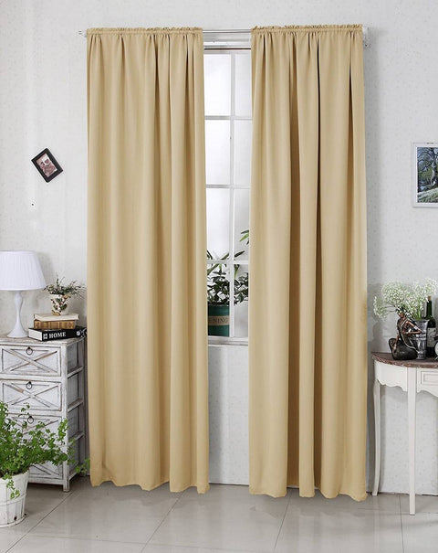 Rootz 2 Piece Set Curtains - Darkening Drapes - Thermal Blackout Panels - Energy-Saving, Noise-Reducing, 135x245cm - Brown