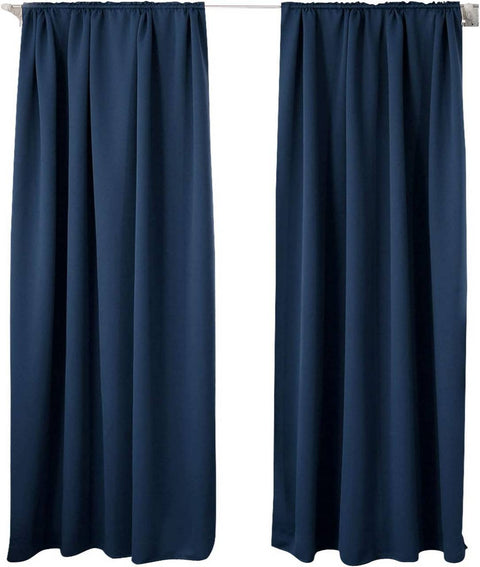 Rootz 2 Piece Opaque Curtains Set - Dim Out Panels - Darkening Drapes - Energy-Saving - 135x175 cm - Blue