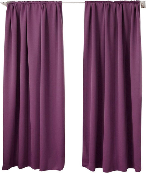 Rootz 2 Set Opaque Purple Curtains - Blackout Drapes - Energy-Saving Curtains - 135x245 cm - Blocks Light and Noise, Enhances Privacy and Insulation