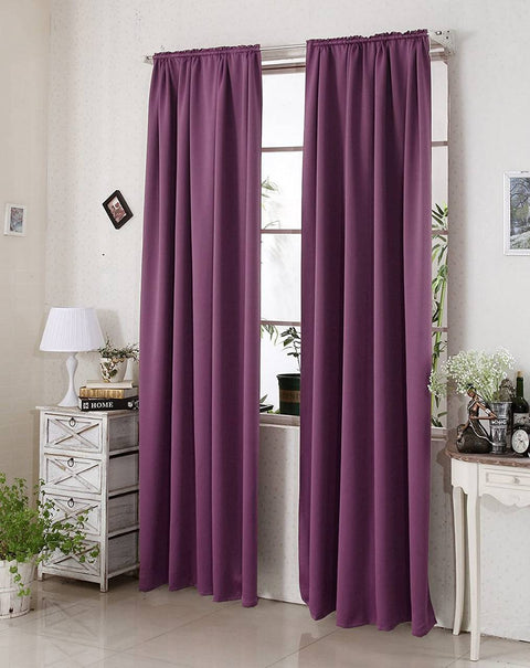 Rootz 2 Set Opaque Purple Curtains - Blackout Drapes - Energy-Saving Curtains - 135x245 cm - Blocks Light and Noise, Enhances Privacy and Insulation