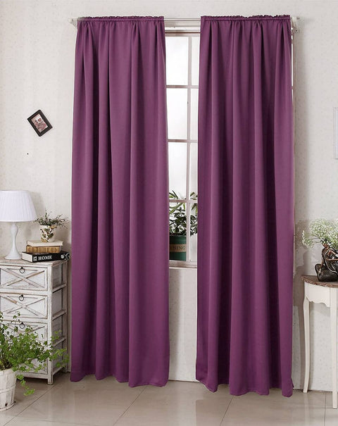 Rootz 2 Set Opaque Purple Curtains - Blackout Drapes - Energy-Saving Curtains - 135x245 cm - Blocks Light and Noise, Enhances Privacy and Insulation
