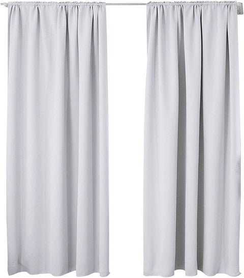 Rootz 2 Set Curtains - Opaque Drapes - Darkening Blinds - Energy Saving - 135x175 cm - Grey
