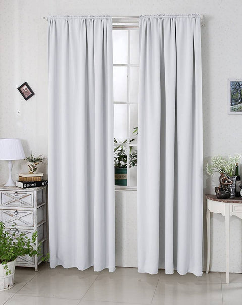 Rootz 2 Set Curtains - Opaque Drapes - Darkening Blinds - Energy Saving - 135x175 cm - Grey