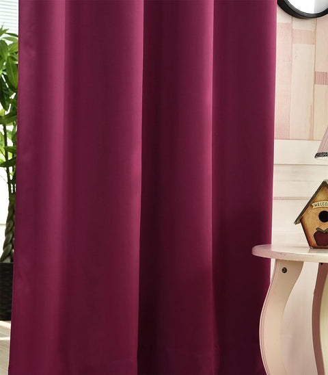 Rootz 2 Set Curtains - Blackberry Window Drapes - Eyelet Curtains - Heat-Insulating & Sound-Damping - 135x225 cm