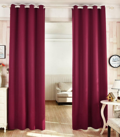 Rootz 2 Set Curtains - Blackberry Window Drapes - Eyelet Curtains - Heat-Insulating & Sound-Damping - 135x225 cm