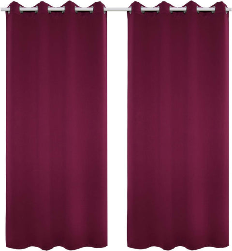Rootz 2 Set Curtains - Blackberry Window Drapes - Eyelet Curtains - Heat-Insulating & Sound-Damping - 135x225 cm