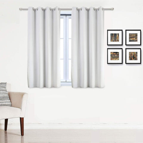 Rootz 2 Set Window Curtains - Drapes - Eyelet Curtains - Thermal Insulation - 135x175cm White